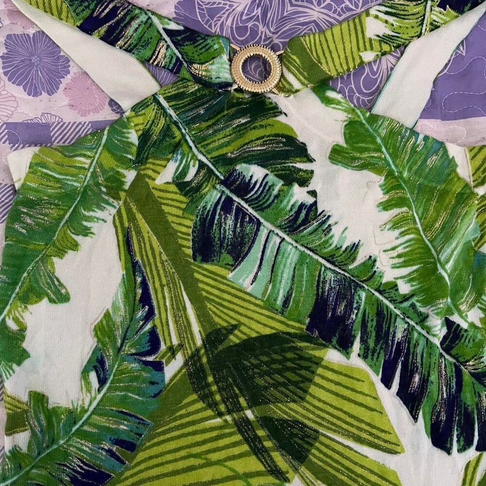 Cache Green Tropical Leaf Halter Tank Top ⭐️priced to sell firm ⭐️ - Picture 2 of 4